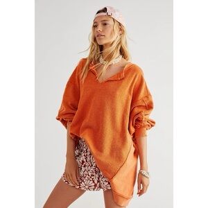 Mineral Wash Orange Pullover Oversized - Free People Dupe